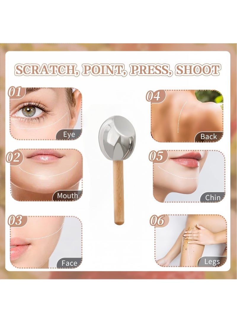 بكرة تدليك الوجه ثنائية الاستخدام للعلاج بالثلج والحرارة، كرات دوارة للثلج للوجه والعينين، كرات تدليك الوجه المطورة، كرات تجميد من الفولاذ المقاوم للصدأ غير قابلة للكسر مع حقيبة حمل وفرشاة (فضي) - Image 4